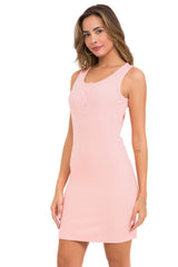 WT372 Women's dress with comfortable round neckline