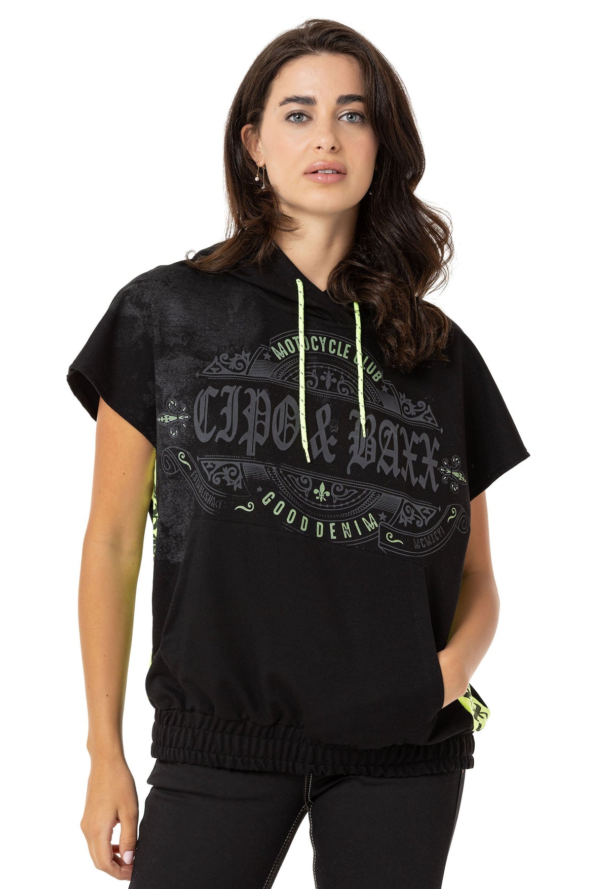 WT374 Women's T-Shirt Zero Sleeve Hooded