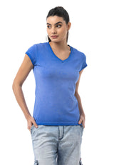 WT385 – Blue, V-neck, short sleeves, casual fit for everyday wear & leisure