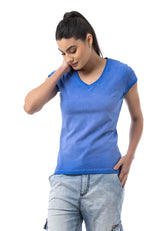 WT385 – Blue, V-neck, short sleeves, casual fit for everyday wear & leisure