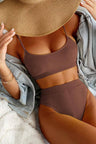 WY191 High-waisted bikini set made from special ribbed fabric