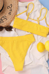 WY191 High-waisted bikini set made from special ribbed fabric