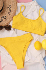 WY191 High-waisted bikini set made from special ribbed fabric